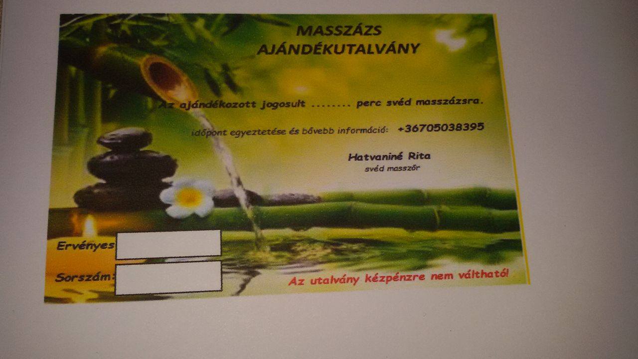 Masszázs utalványok